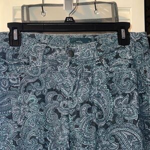 Prana Paisley Patterned Pants in Blue and Black
